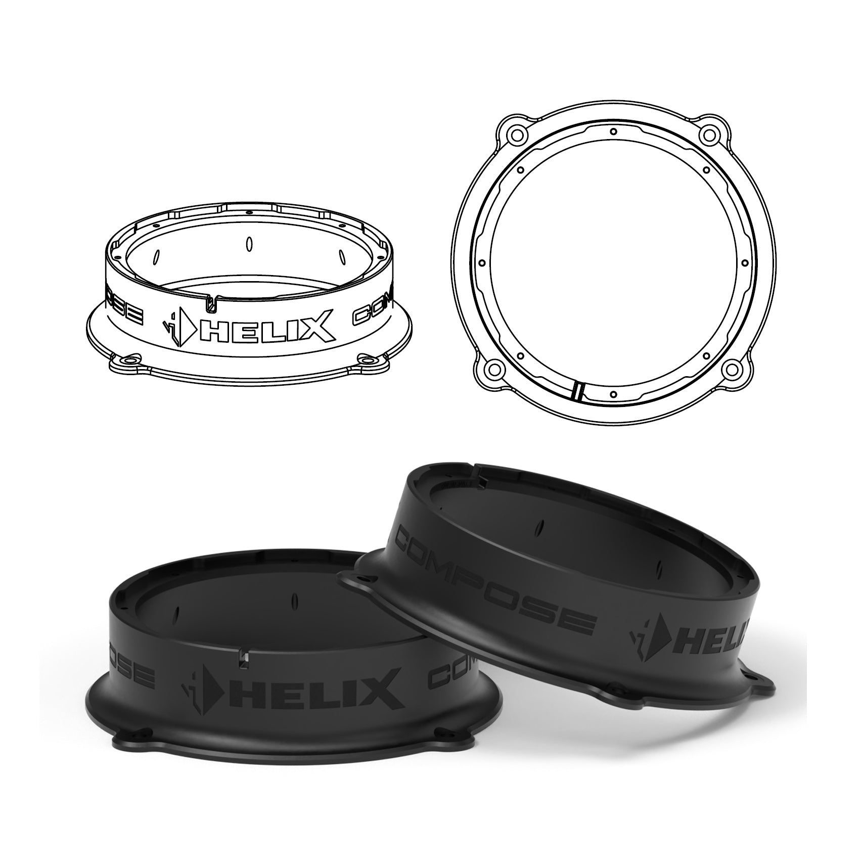 HELIX FlexMount CFMK200 - 8" 3D Printed Speaker Adapter | Pair