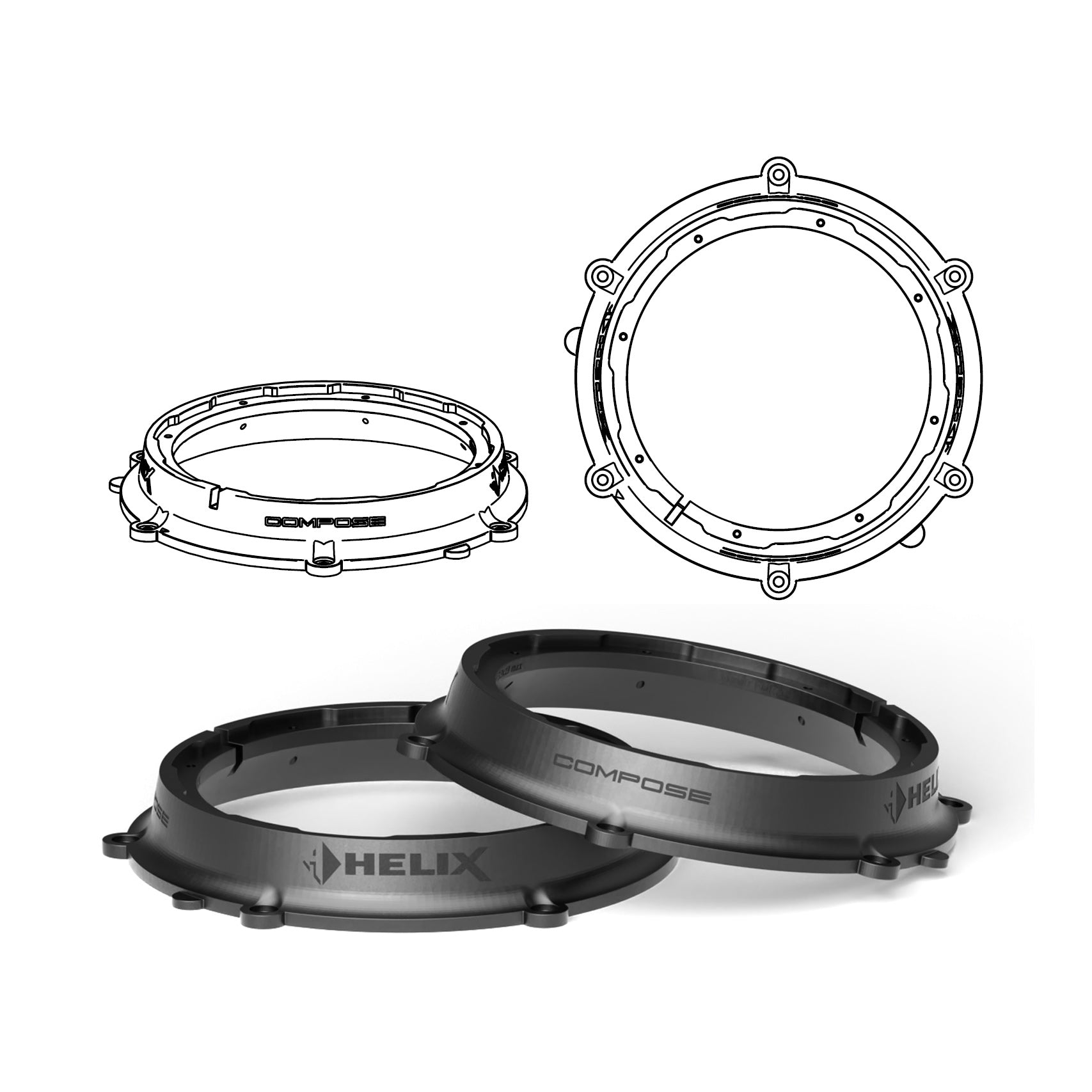 HELIX FlexMount CFMK200 - 8" 3D Printed Speaker Adapter | Pair