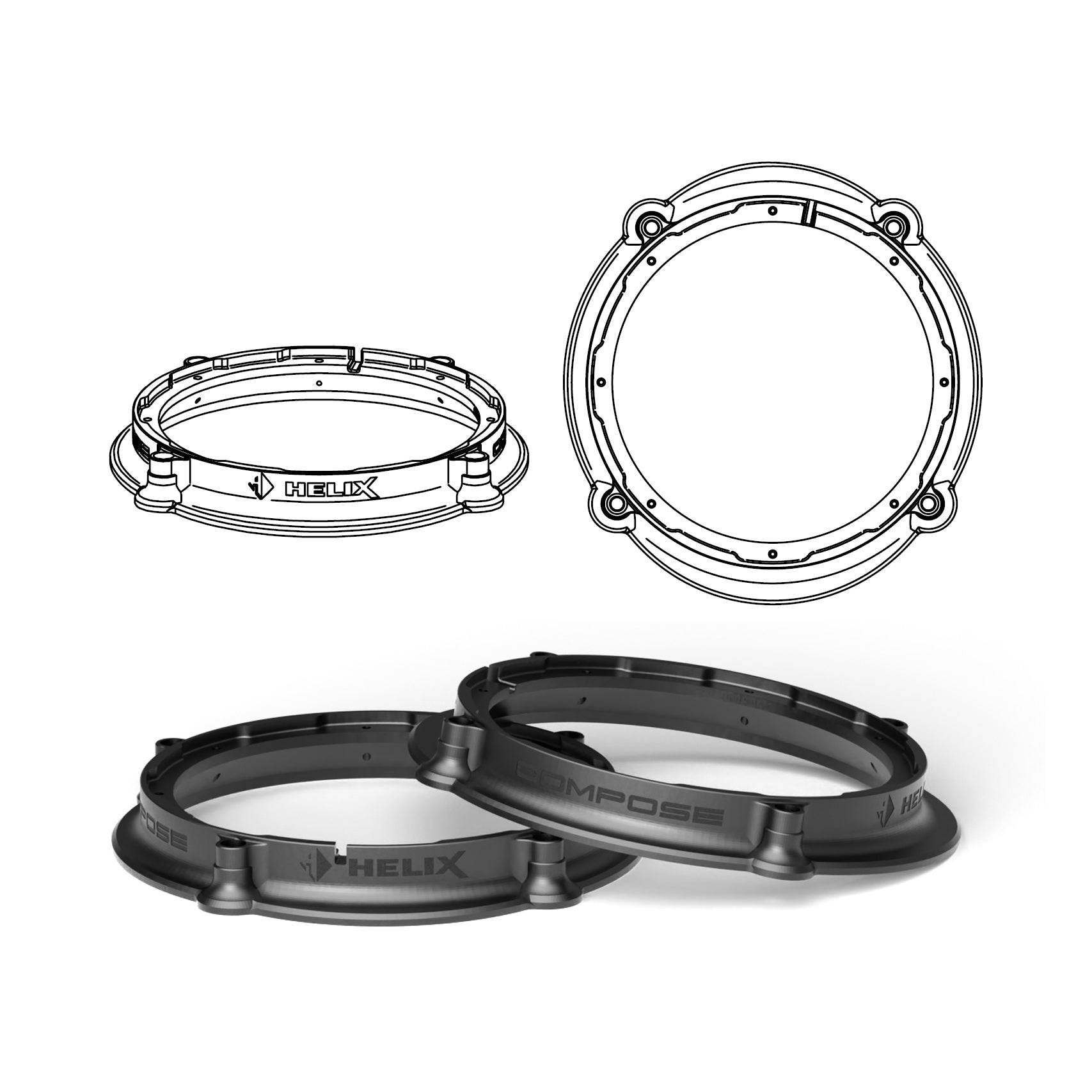 HELIX FlexMount CFMK200 - 8" 3D Printed Speaker Adapter | Pair