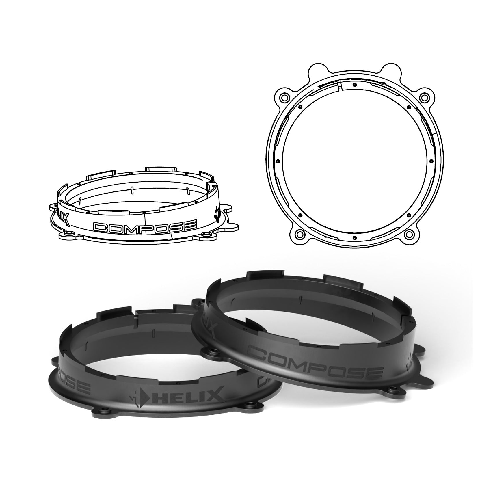 HELIX FlexMount CFMK200 - 8" 3D Printed Speaker Adapter | Pair