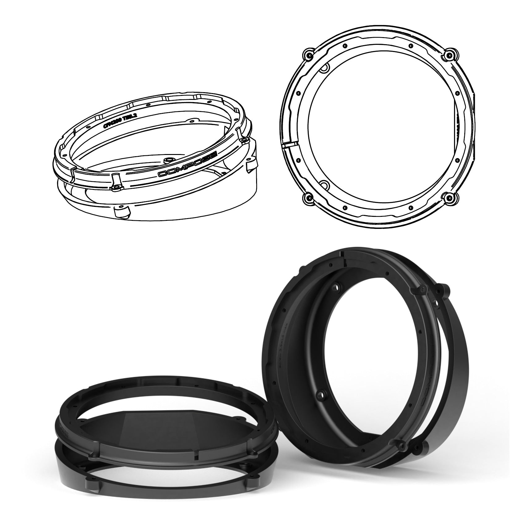 HELIX FlexMount CFMK200 - 8" 3D Printed Speaker Adapter | Pair