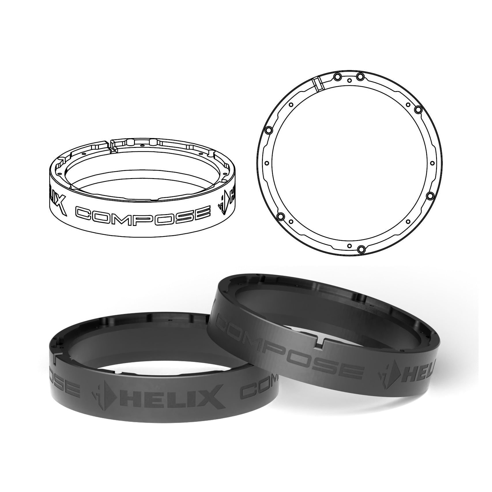 HELIX FlexMount CFMK200 - 8" 3D Printed Speaker Adapter | Pair