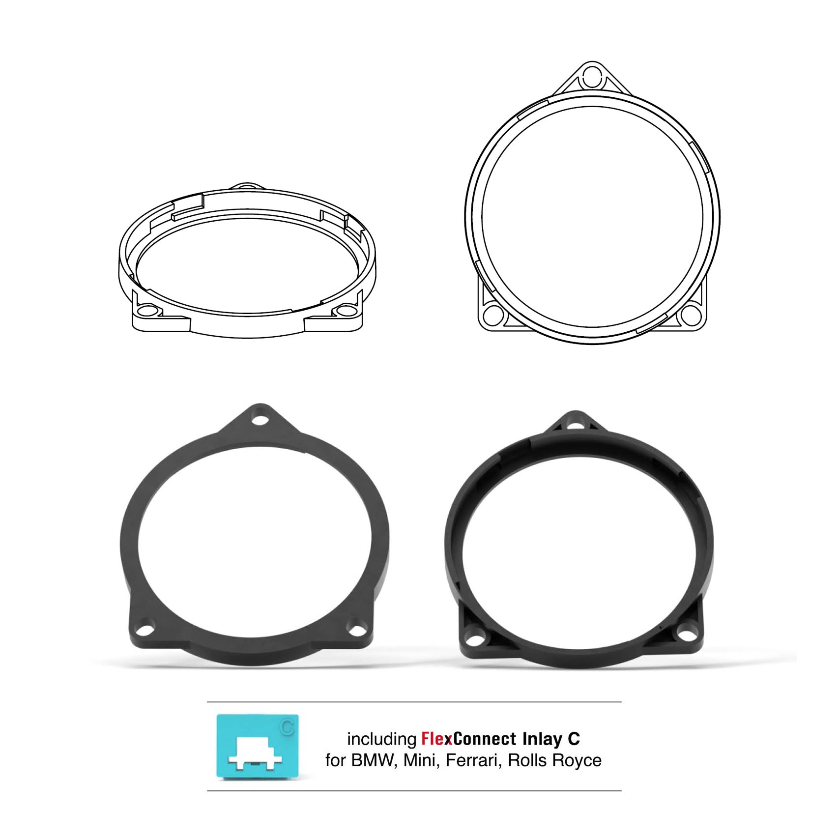 HELIX FlexMount CFMK100 - 4" 3D Printed Speaker Adapter | Pair