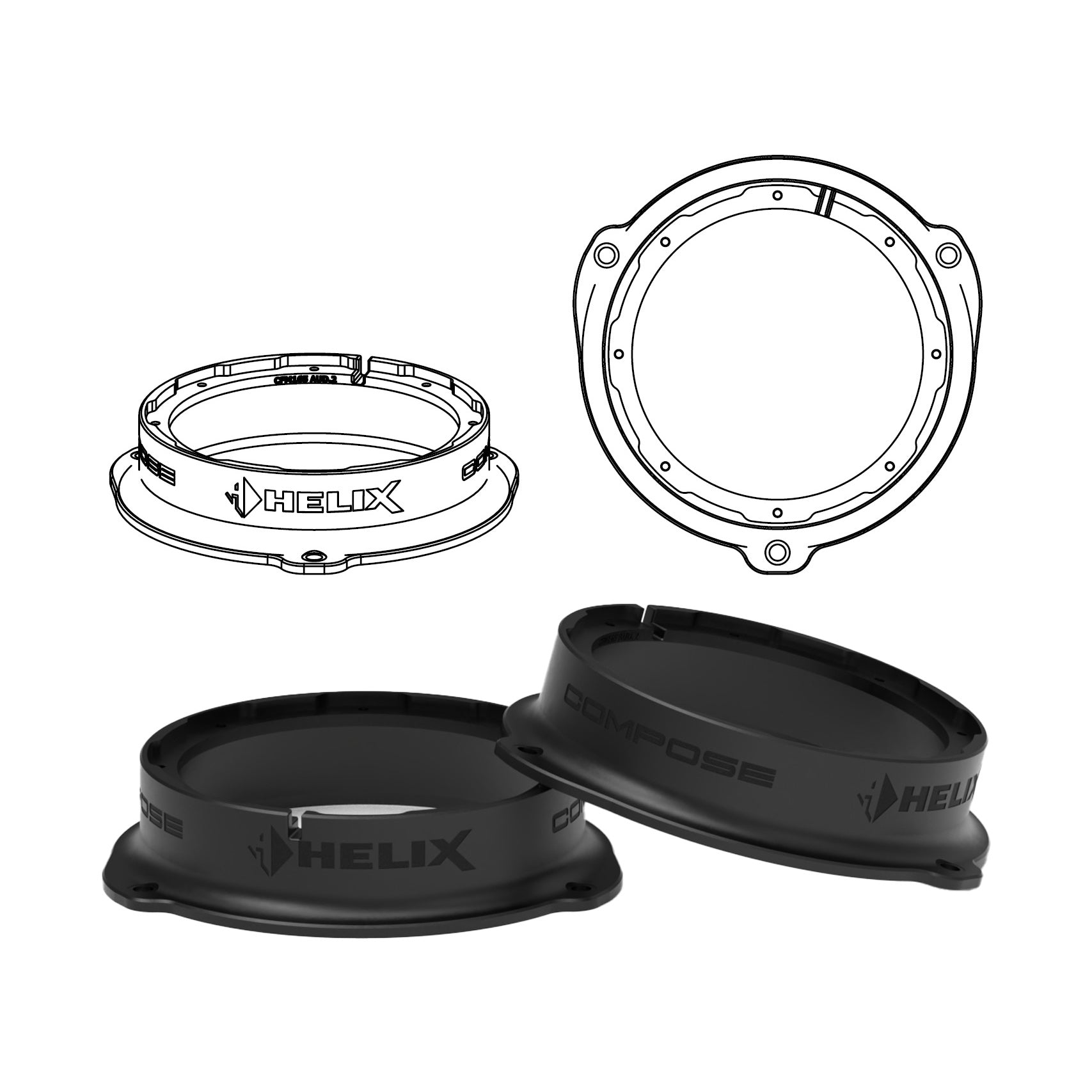 HELIX FlexMount CFMK165 - 6.5" 3D Printed Speaker Adapter | Pair
