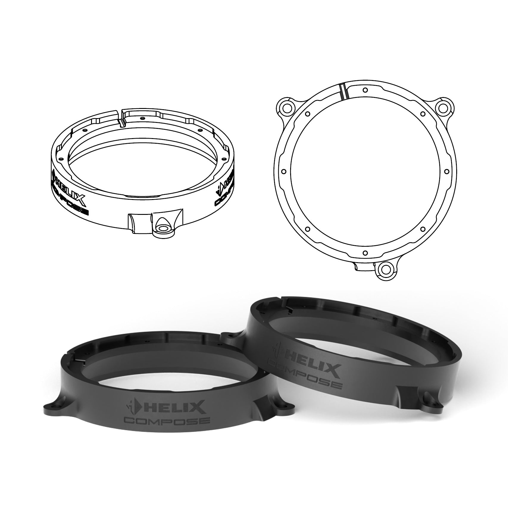 HELIX FlexMount CFMK165 - 6.5" 3D Printed Speaker Adapter | Pair