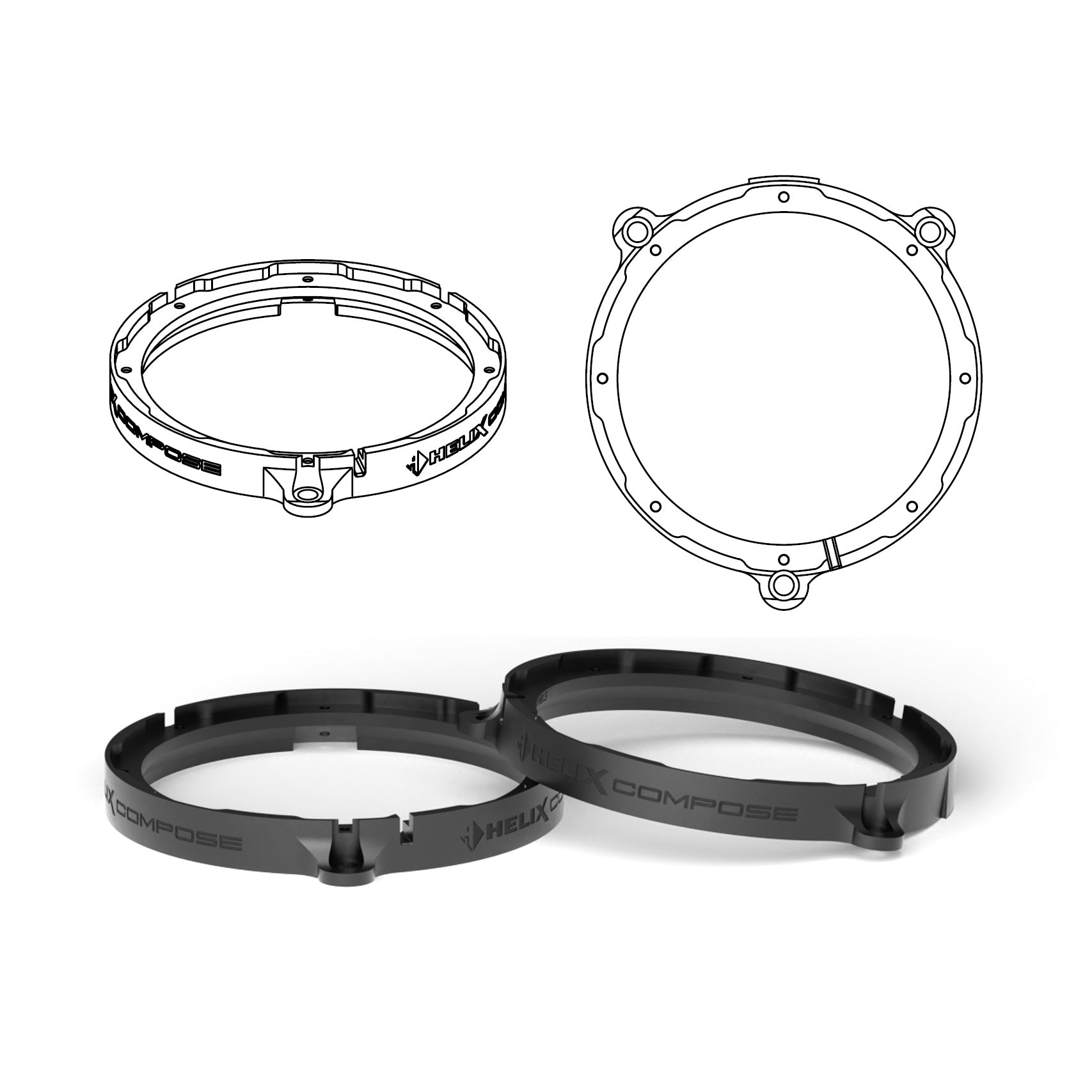 HELIX FlexMount CFMK165 - 6.5" 3D Printed Speaker Adapter | Pair