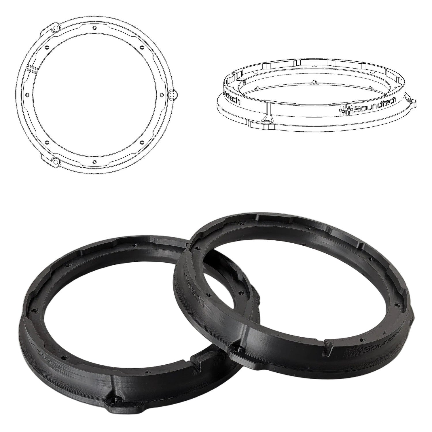 3D-ST SOUNDTECH FlexMount 165 - 6.5" 3D Printed Speaker Adapter | Pair